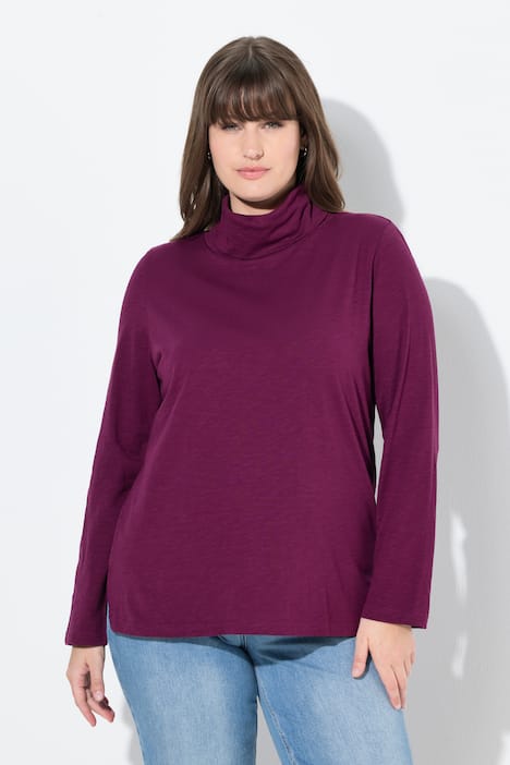 Shirt, met col, slim, lange mouwen, biologische katoen