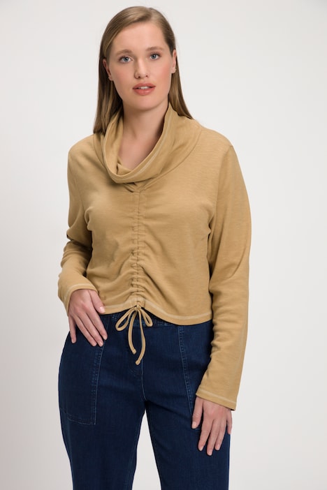 Camiseta manga larga cuello redondo con cordón para ajustar en borde
