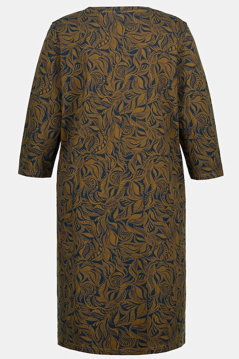 Eco Cotton Pretty Leaf Print V-Neck Knit Nightgown