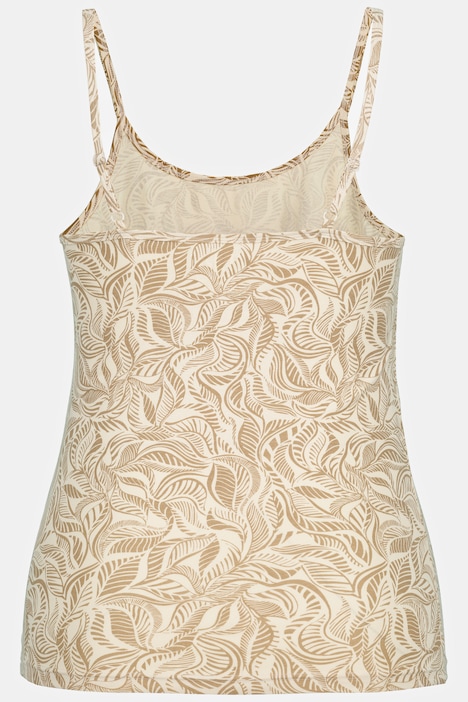 Eco Cotton Pretty Leaf Print Stretch Knit Cami Camisoles Lingerie