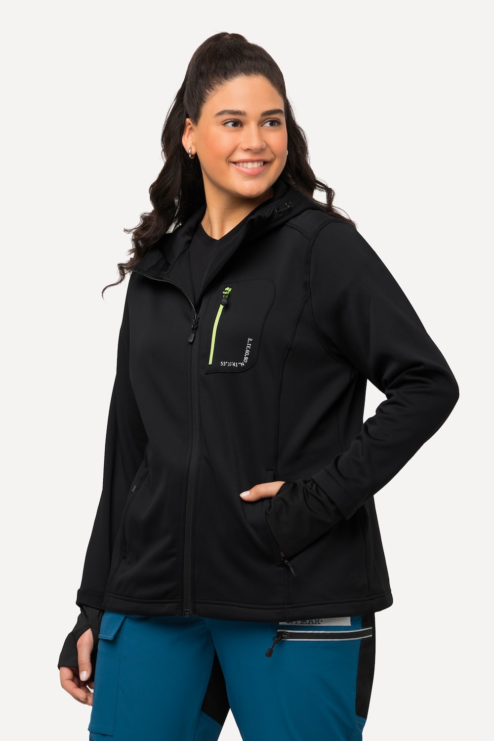 Große Größen HYPRAR Sweatjacke, Damen, schwarz, Größe: 42/44, Polyester, Ulla Popken