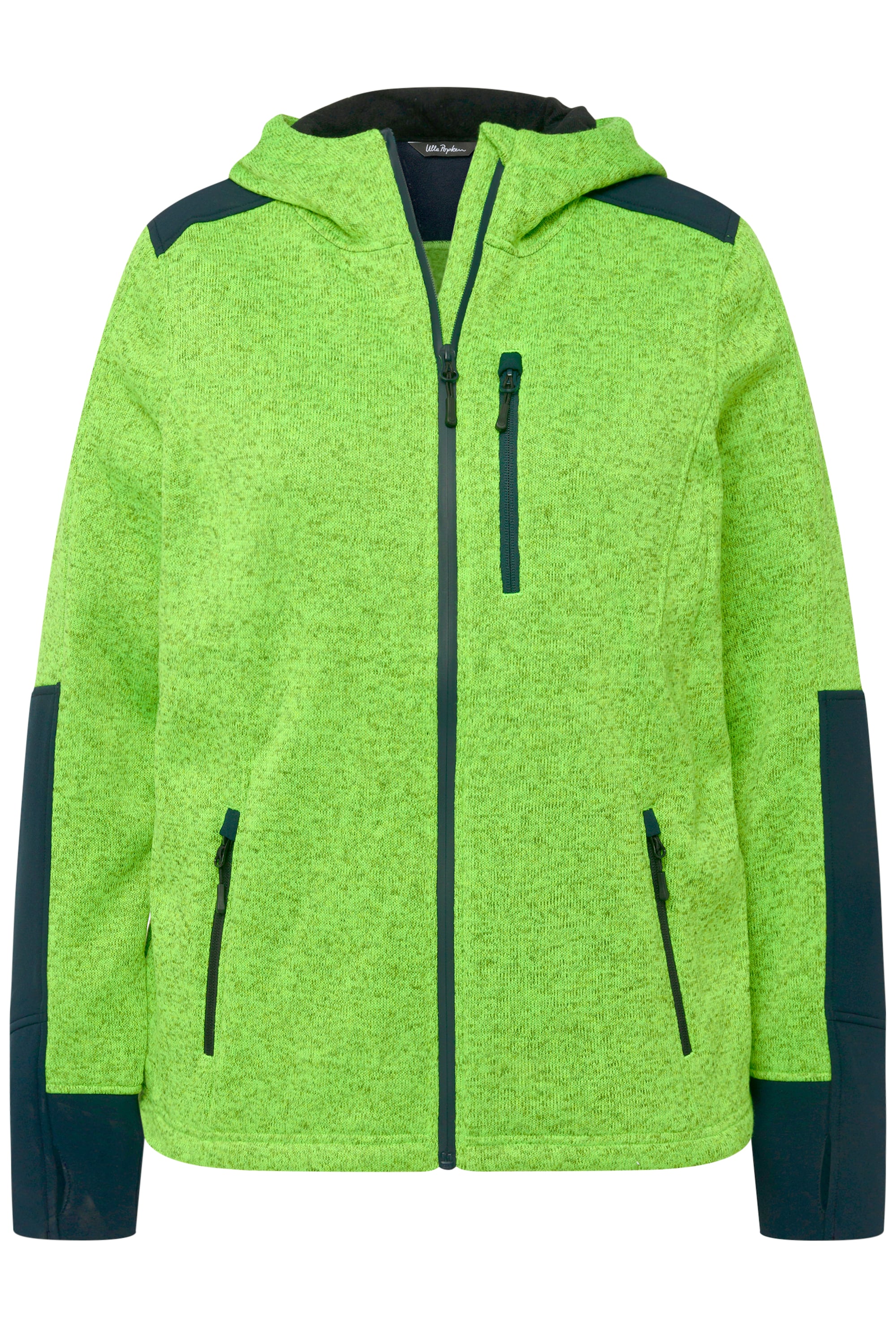 Ulla Popken Damen große Größen Fleecejacke Reflektordruck Kapuze