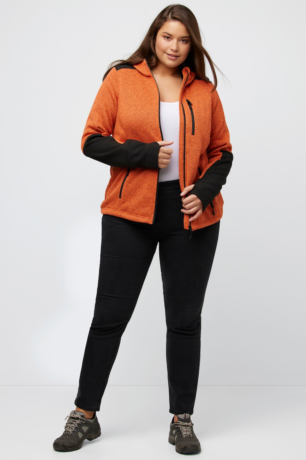 Große Größen Fleecejacke, Damen, orange, Größe: 42/44, Polyester, Ulla Popken