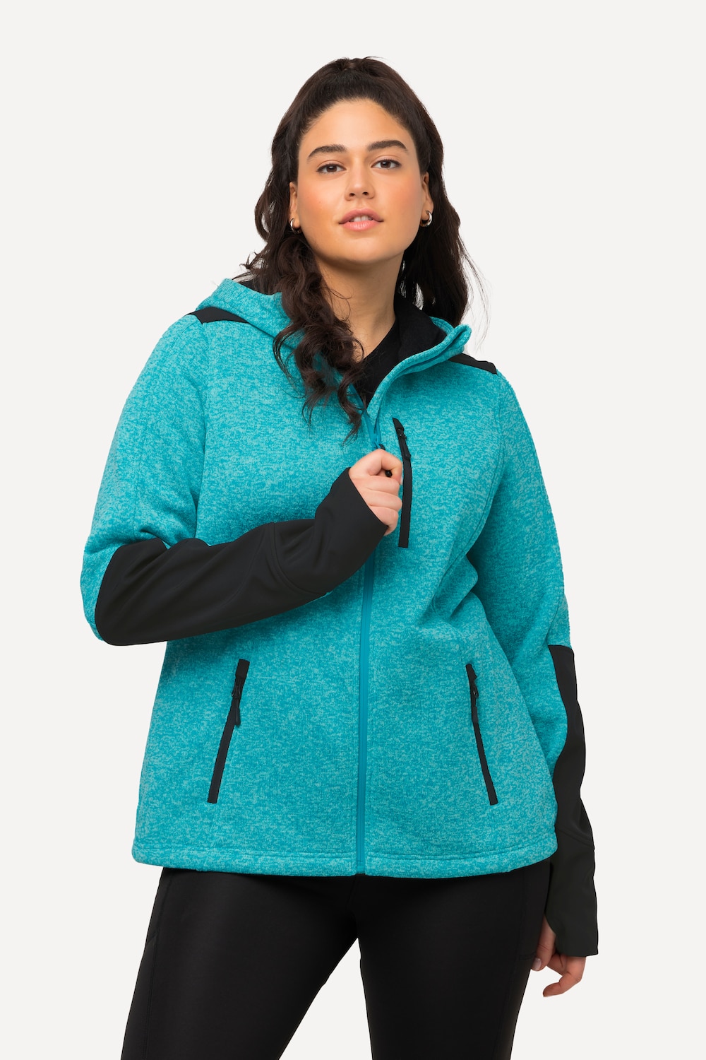 Grote Maten fleecejack, Dames, turquoise, Maat: 54/56, Polyester, Ulla Popken