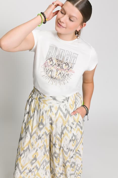 T-Shirt, Slim Fit, Ethno Motiv, Rundhalsausschnitt, Halbarm