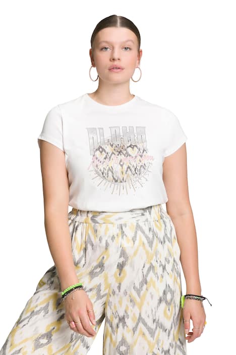 Tričko, Slim střih, etno motiv, kulatý výstřih, krátké rukávy