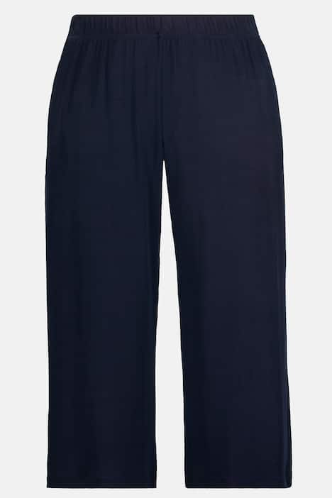 Wide Leg Elastic Waist Slinky Stretch Knit Crop Pants