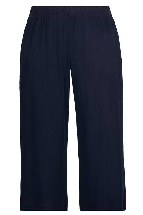 Slinky kalhoty, délka k lýtkům, široké nohavice, elastický pas