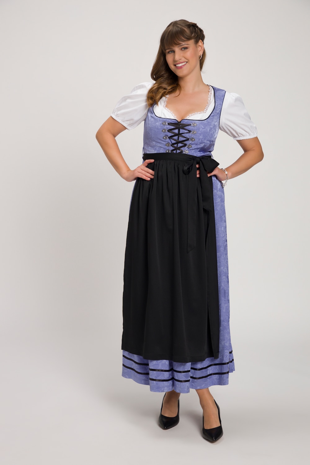 Grote Maten folklore jurk, Dames, paars, Maat: 48, Polyester/Katoen, Ulla Popken