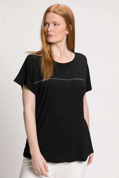 T-Shirt, Strassband, Rundhals, Halbarm