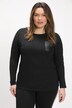 Koszulka, kieszonka z imitacji skóry, okrągły dekolt, rękawy a la nietoperz