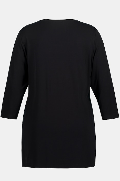 Shirt, Apfel-Stickerei, Ziersteine, Rundhals, 3/4-Arm