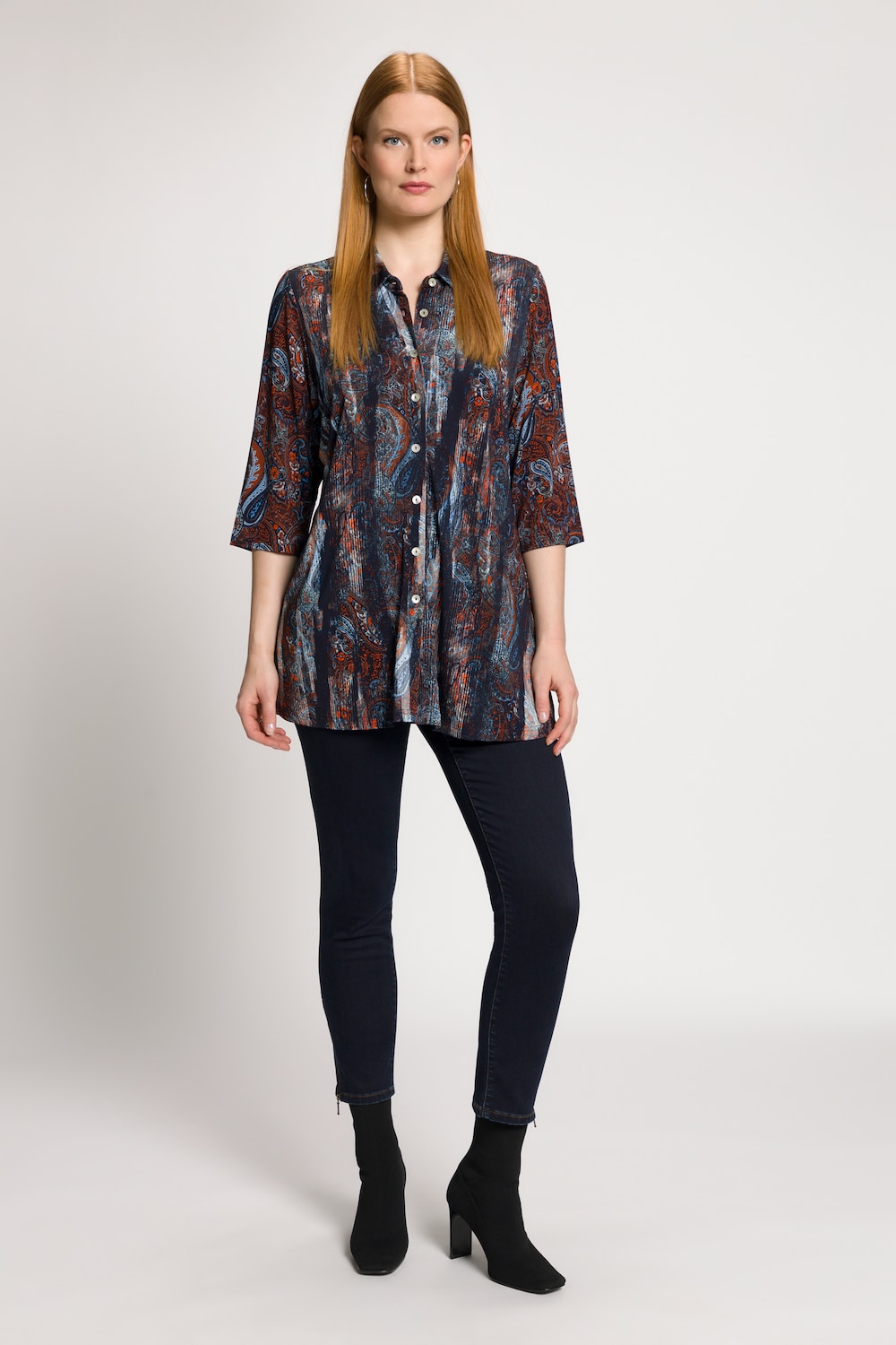 Grote Maten slinky blouseshirt, Dames, blauw, Maat: 46/48, Viscose, Ulla Popken