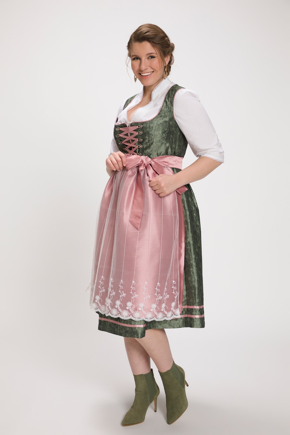 Grote Maten folklore jurk, Dames, bruin, Maat: 50, Polyester/Katoen, Ulla Popken