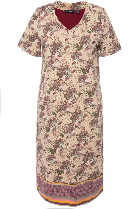 Noční košile, potisk, výstřih do V, krátké rukávy