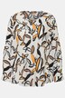 Bluse, bedruckt, Biesen, A-Linie, Rundhals, Langarm