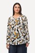 Bluse, bedruckt, Biesen, A-Linie, Rundhals, Langarm