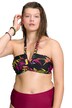 Bikiny top, tropický potisk, měkké košíčky, zavazování za krk