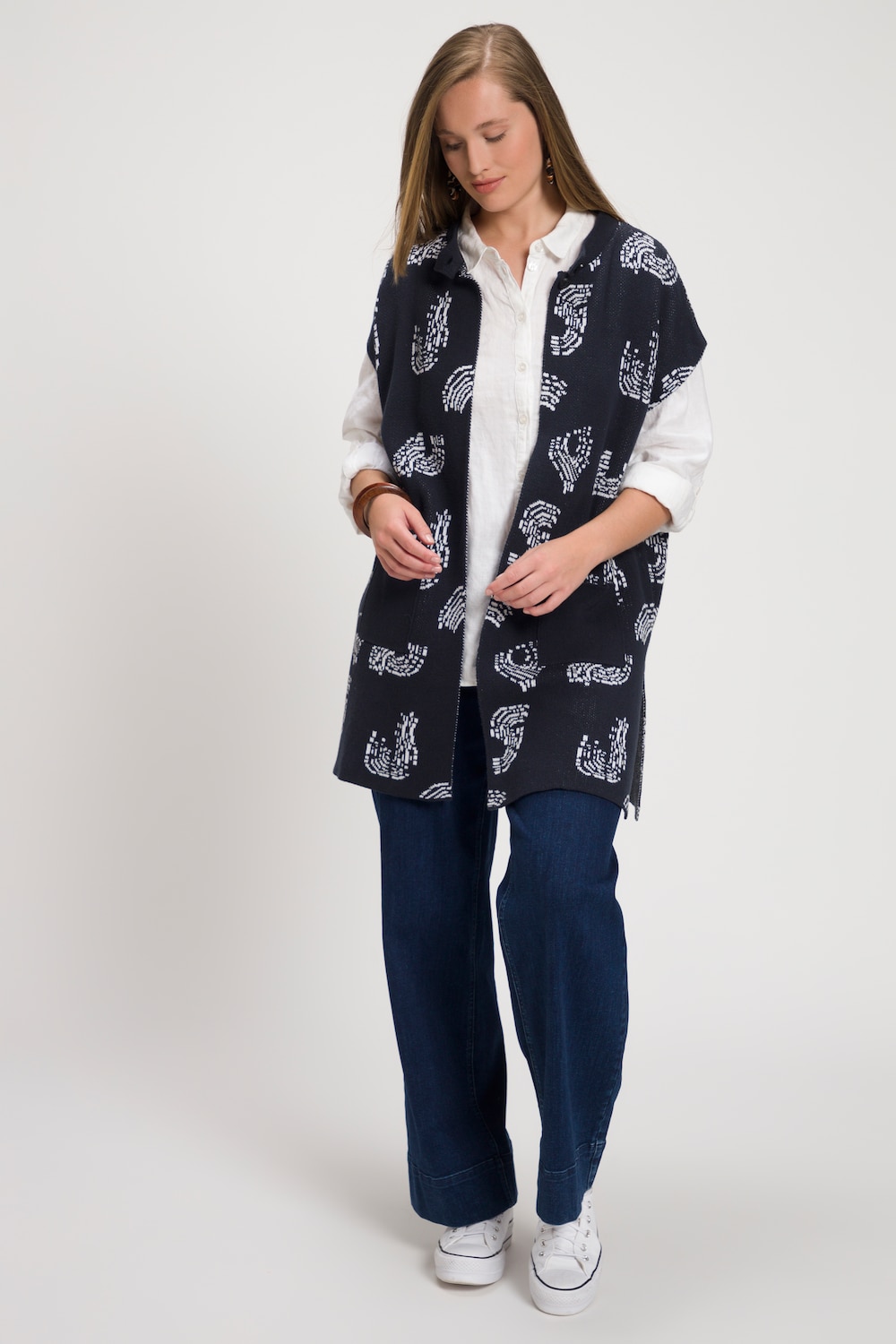 Grote Maten mouwloos vest, Dames, blauw, Maat: 42/44, Katoen, Ulla Popken