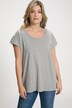 Button-Tab Sleeve Detail Round Neck Oversized Fit Tee