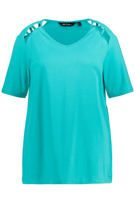 Tričko, průstřihy, A střih, výstřih do V, krátké rukávy