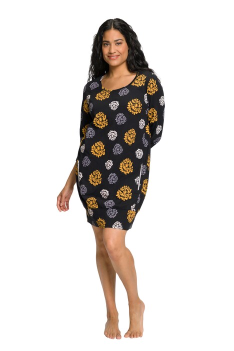 Domácí dlouhé tričko, květy, kulatý výstřih, 3/4 rukávy