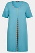 Check Inset Round Neck Short Sleeve Cotton Knit Nightgown