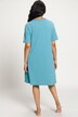 Check Inset Round Neck Short Sleeve Cotton Knit Nightgown