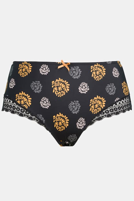 Figi midi, kwiaty, koronkowe brzegi