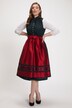 Ludowa sukienka Dirndl, kwiaty, stójka, ozdobne guziki, fartuszek