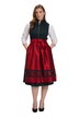 Dirndl, květy, stojáček, ozdobné knoflíky, zástěra