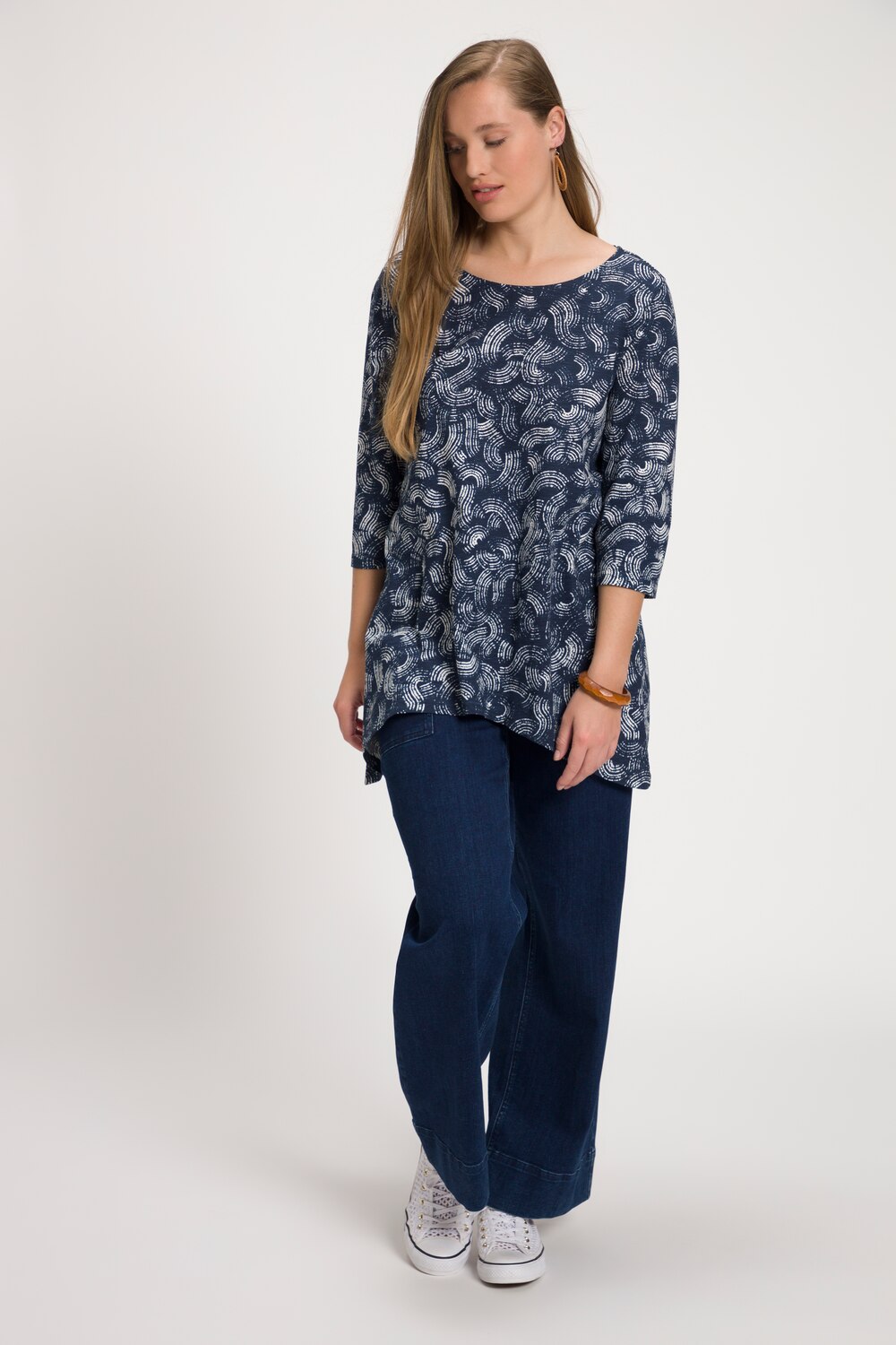 Grote Maten shirt, Dames, blauw, Maat: 42/44, Katoen, Ulla Popken