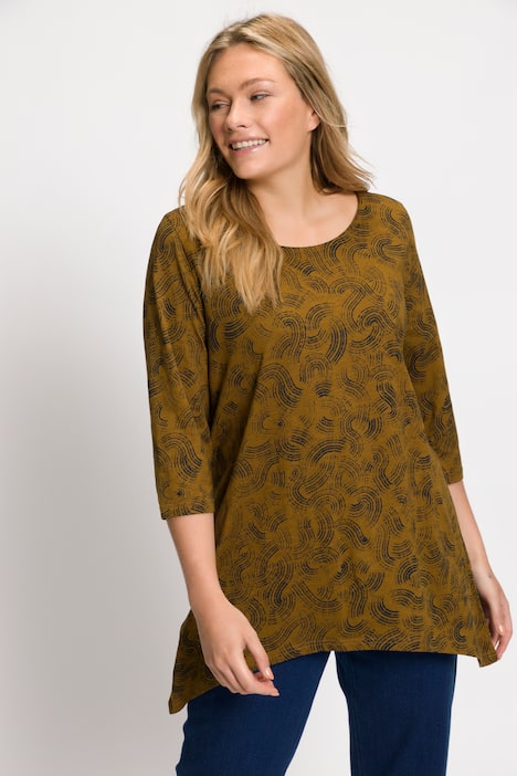 Shirt, Oversized, Rundhals, 3/4-Arm, Biobaumwolle