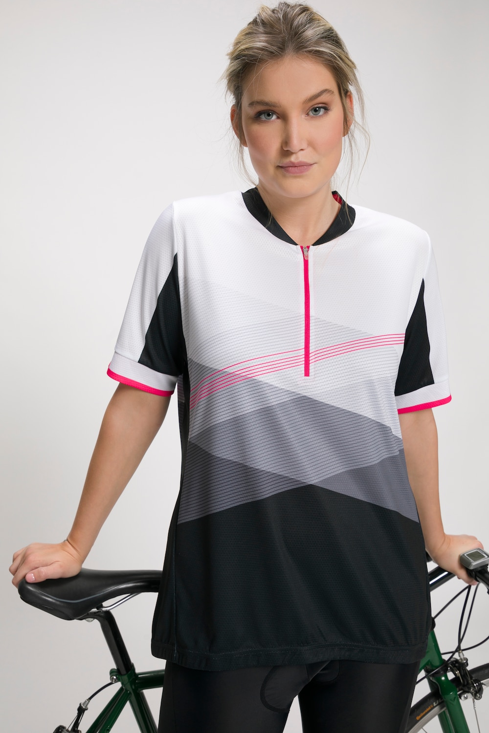 Grote Maten fietsshirt, Dames, zwart, Maat: 42/44, Polyester, Ulla Popken