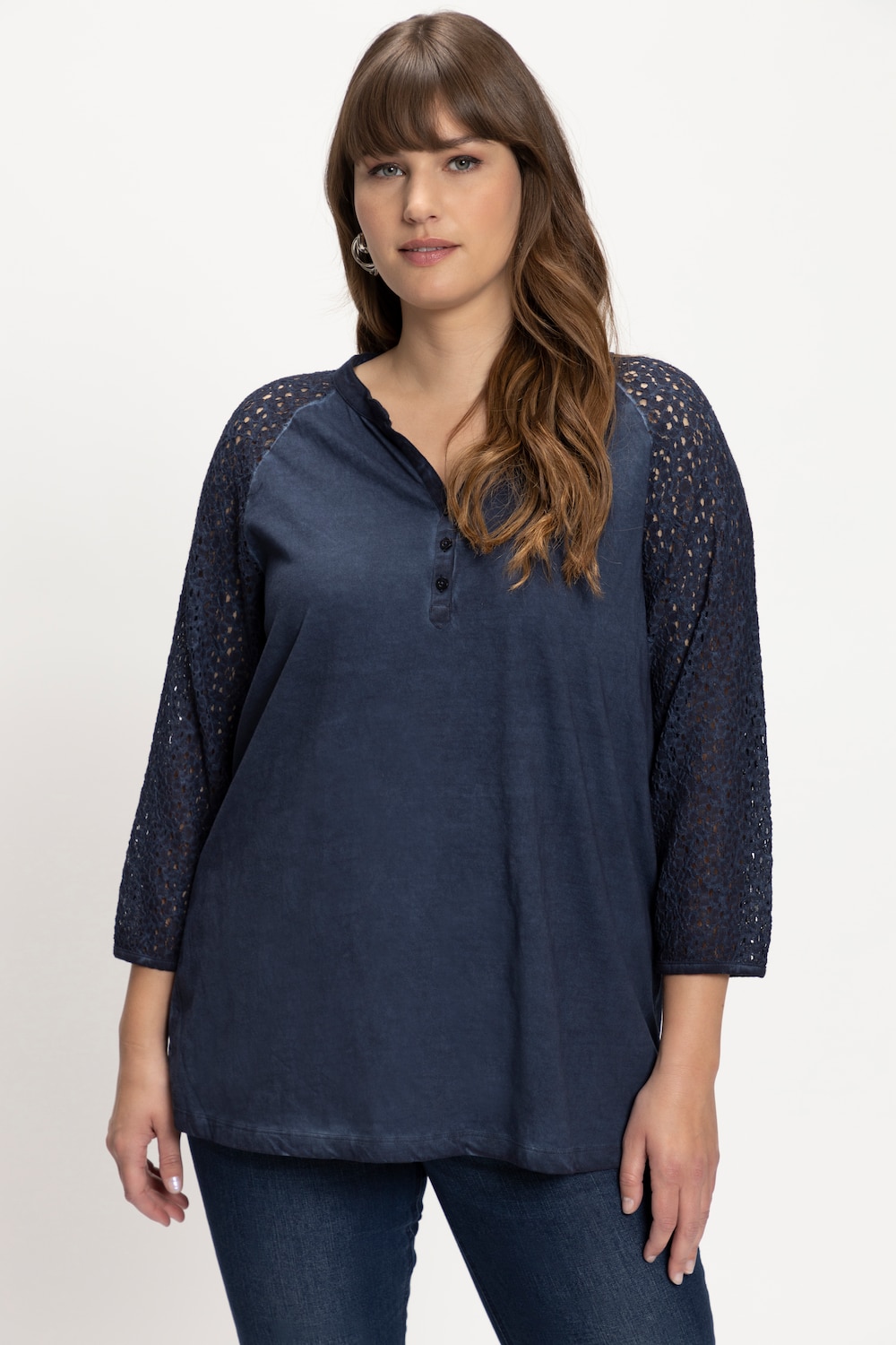 Grote Maten shirt, Dames, blauw, Maat: 62/64, Katoen, Ulla Popken