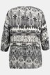 Bluzka, wzorek etno, namarszczony stan, linia litery A, okrągły dekolt, rękaw 3/4