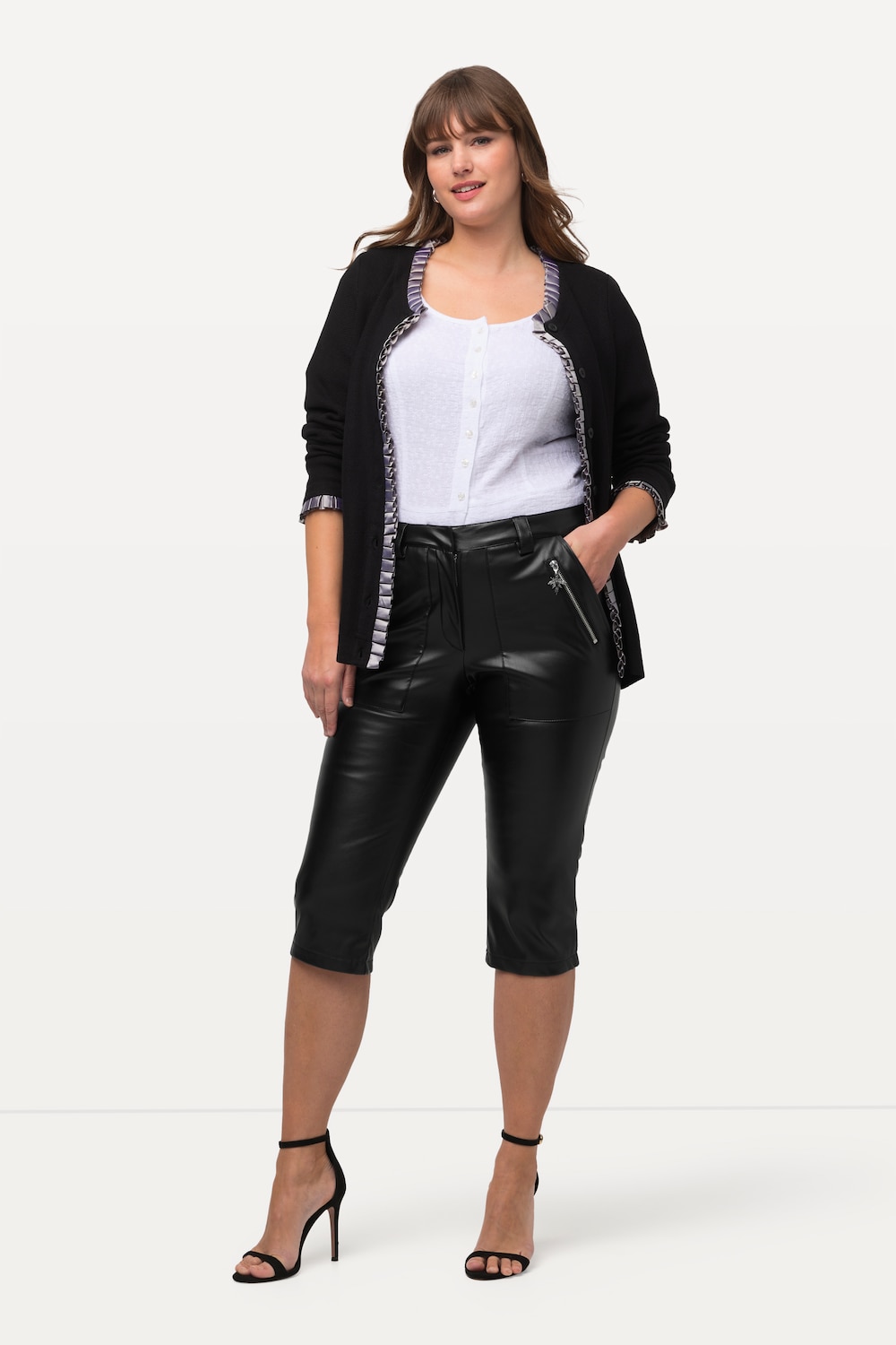 Große Größen Tracht-Capri Sienna, Damen, schwarz, Größe: 48, Polyester, Ulla Popken