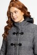 Toggle Button Zip Front Check Fully Lined Coat