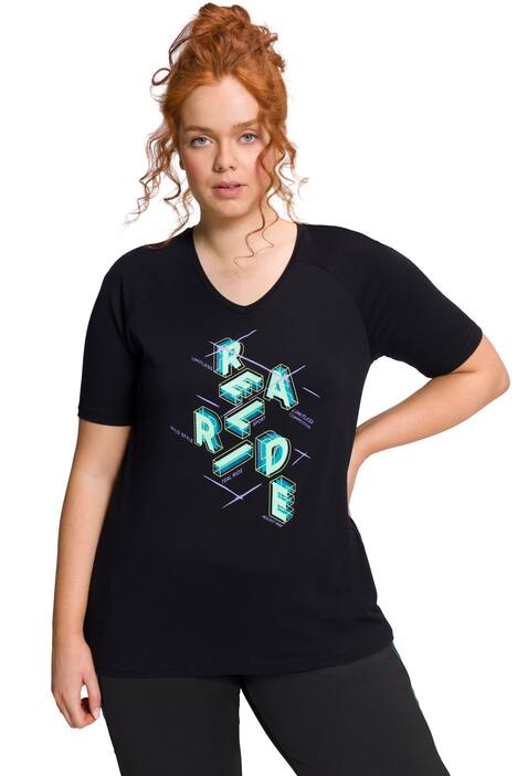 Tričko, písmenka, výstřih do V, krátké raglánové rukávy