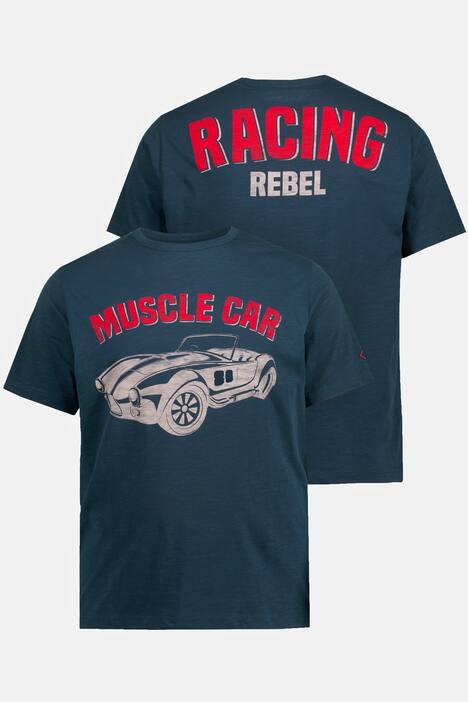T-Shirt, Denim, Halbarm, Sportscar Rücken Print, Flamm Jersey, bis 8 XL