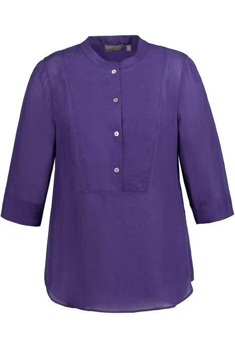 Tunika, stojáček, plastron, 3/4 rukávy, lněná směs