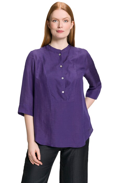 Tunika, stojáček, plastron, 3/4 rukávy, lněná směs