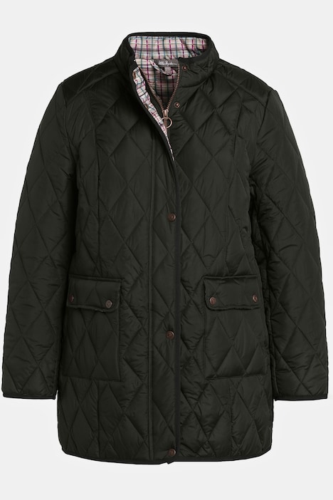 Check Lined Diamond Quilted Water Repellent Jacket | Quilted Jackets ...