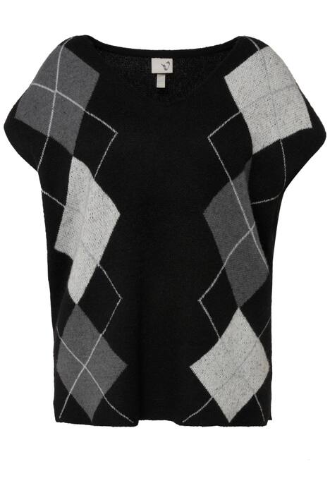 Svetr bez rukávů, úplet, diamantový vzor, výstřih do V bez rukávů