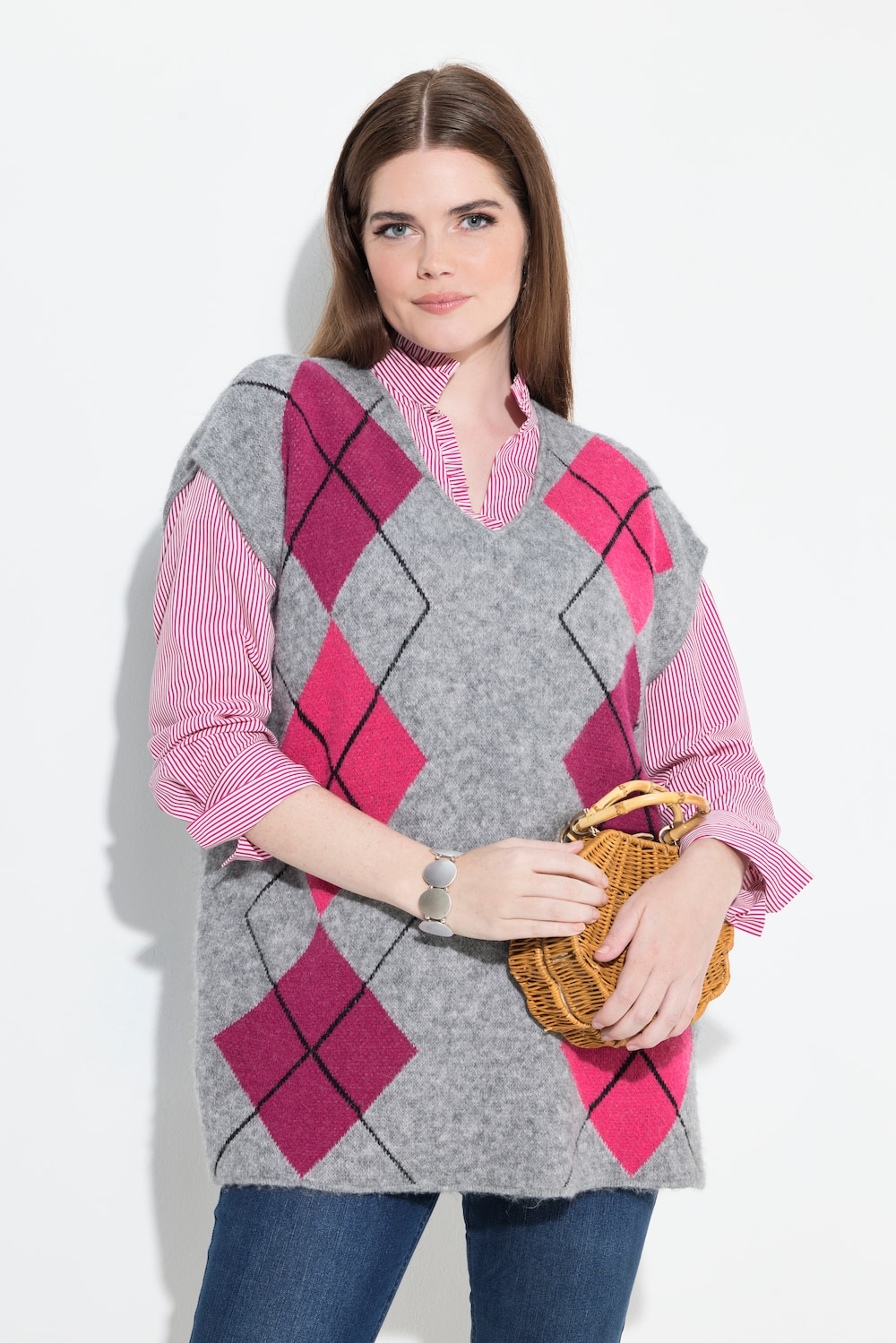 Große Größen Pullunder, Damen, grau, Größe: 46/48, Synthetische Fasern/Polyester/Viskose, Ulla Popken
