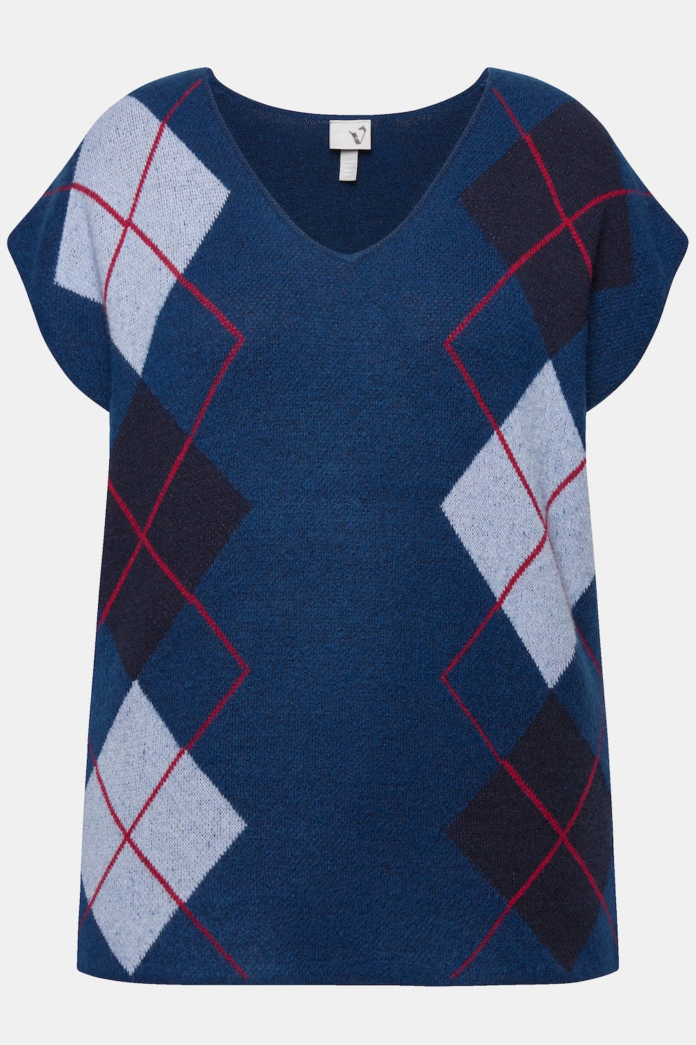 Stora storlekar Slipover med klassiskt mönster, Dam, blå, storlek: 46/48, Syntetfibrer/Polyester/Viskos, Ulla Popken