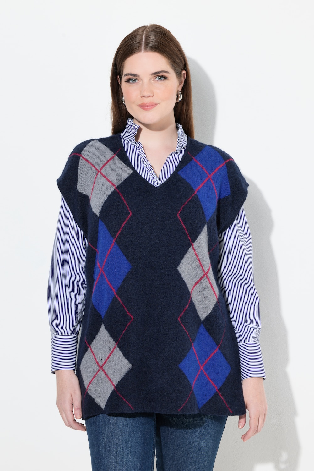 Große Größen Pullunder, Damen, blau, Größe: 62/64, Synthetische Fasern/Polyester/Viskose, Ulla Popken