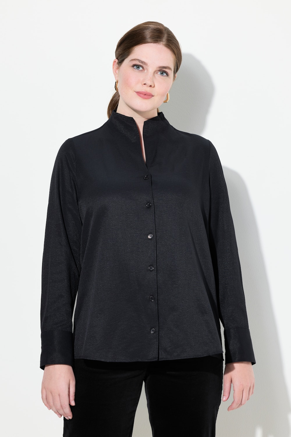 Große Größen Bluse, Damen, schwarz, Größe: 46/48, Baumwolle/Polyester, Ulla Popken