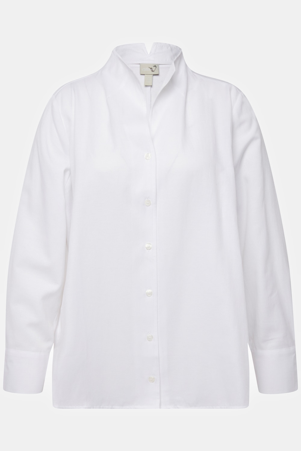 Stora storlekar Blus i oxfordtyg med lång ärm och krage med sprund, Dam, vit, storlek: 54/56, Bomull/Polyester, Ulla Popken