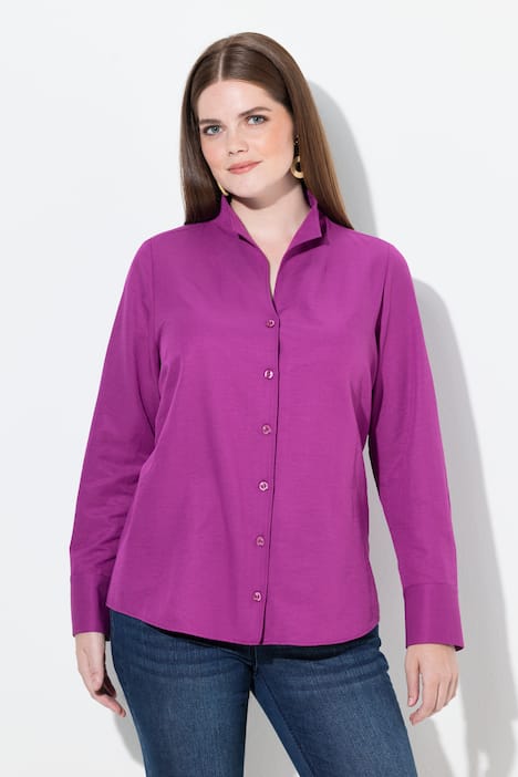 Chemise en tissu Oxford, col calice et manches longues